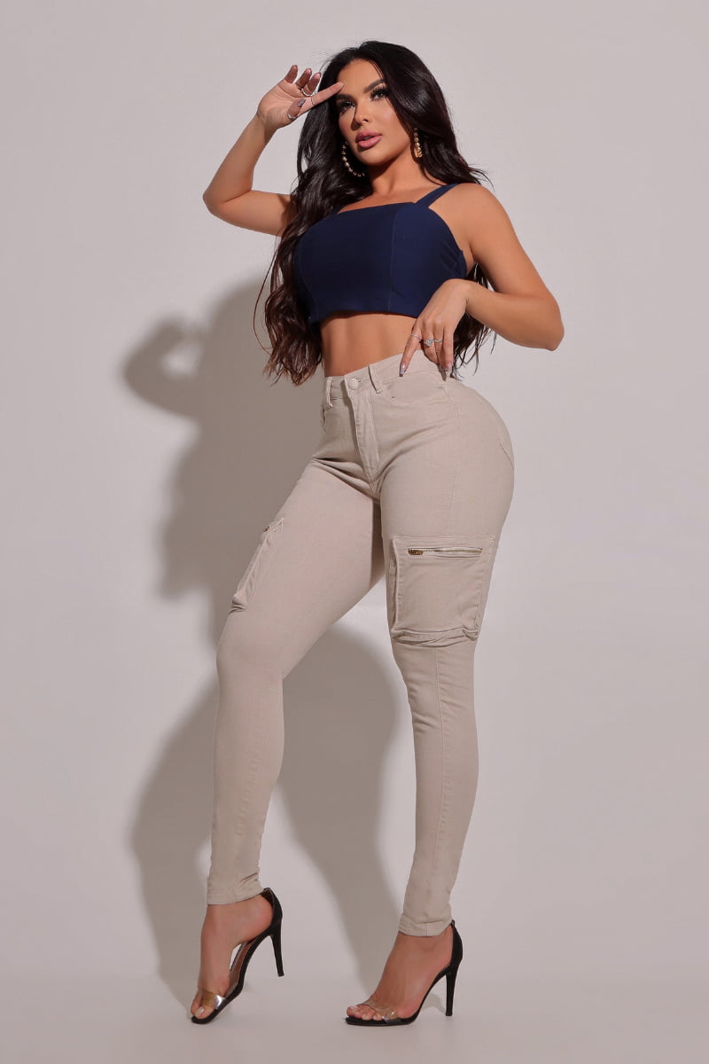 Calça Jeans Modeladora Cargo Apaixonante JEB088