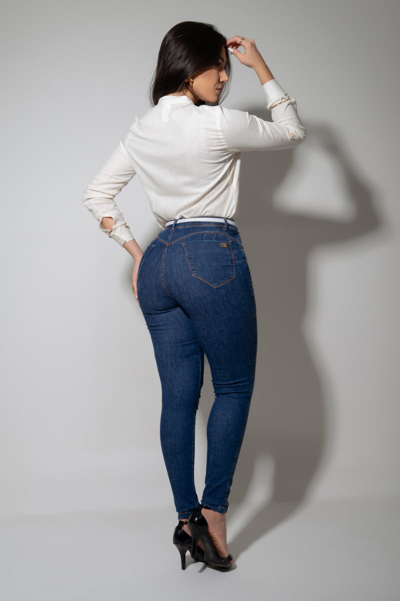 Calça Ultra Modeladora Skinny Cós Alto Com Cinto JEB114