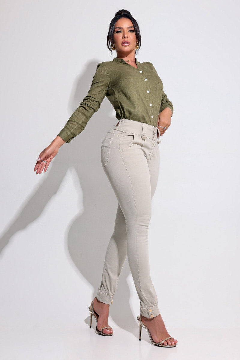 Calça Jeans Ultra Modeladora Nude Que Não Marca JEB094