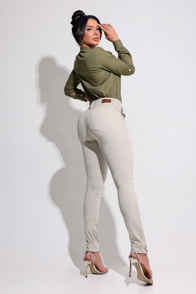 Calça Jeans Ultra Modeladora Nude Que Não Marca JEB094
