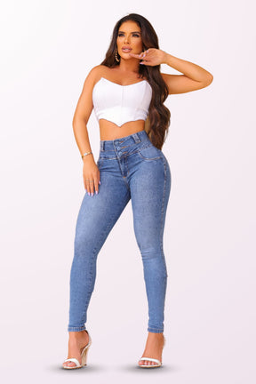 Calça Jeans Modeladora Mega Bumbum Delavê JEB7503