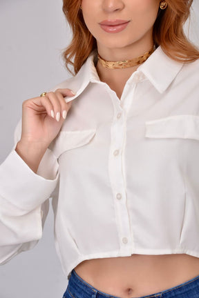 Camisa Lisa Casual Feminina Manga Longa JEB111