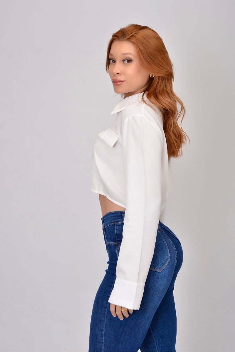 Camisa Lisa Casual Feminina Manga Longa JEB111