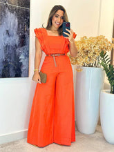 1052 - Conjunto linho | cropped 3 babados
