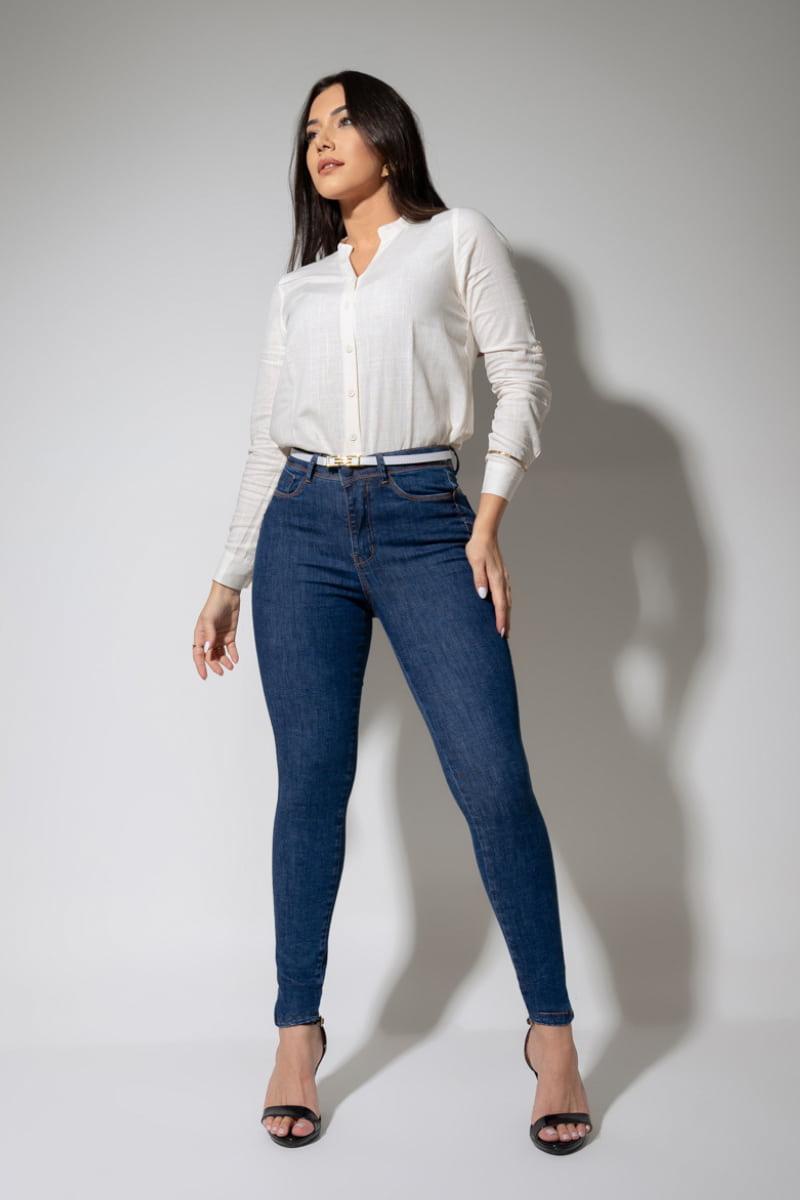 Calça Ultra Modeladora Skinny Cós Alto Com Cinto JEB114