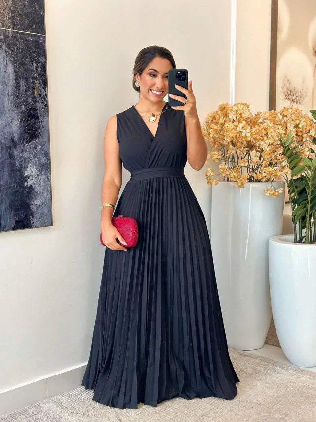 Vestido Plissado | Decote Cruzado