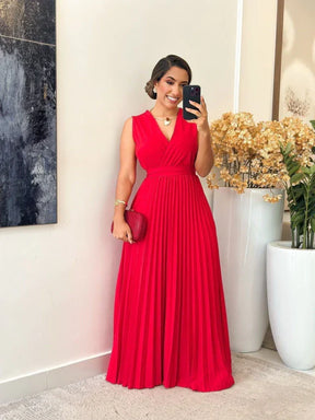 Vestido Plissado | Decote Cruzado