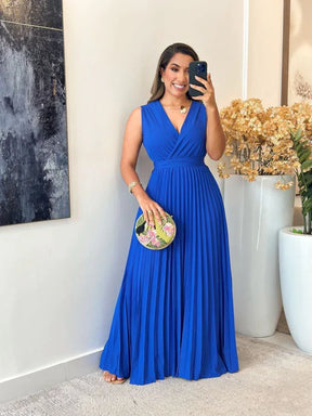 Vestido Plissado | Decote Cruzado