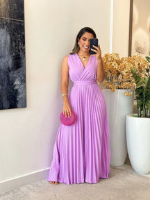 Vestido Plissado | Decote Cruzado
