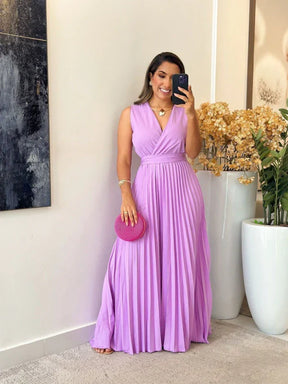 Vestido Plissado | Decote Cruzado
