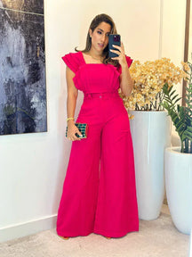 1052 - Conjunto linho | cropped 3 babados