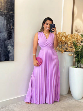 Vestido Plissado | Decote Cruzado